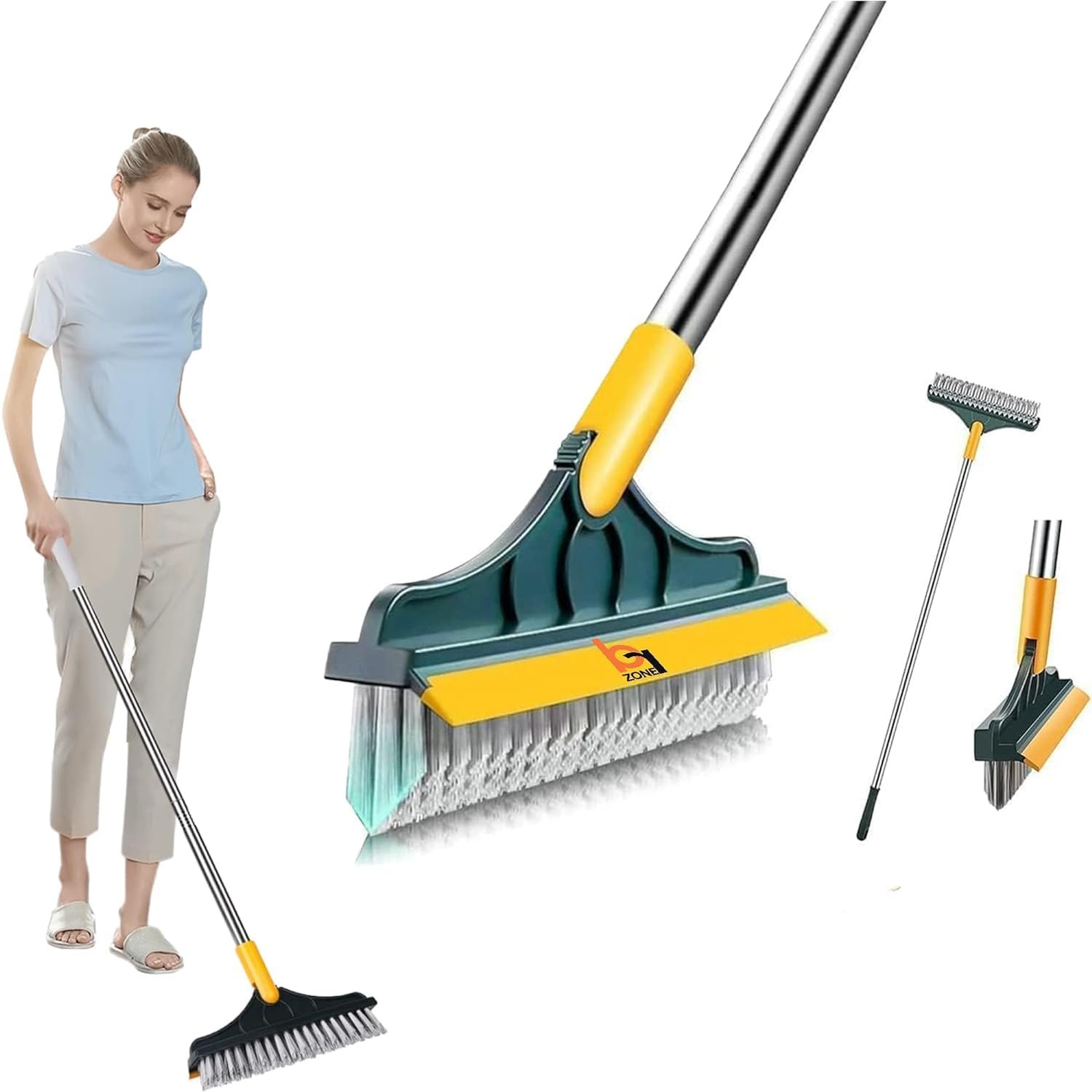 Wiper Brush for Bathroom- 2-in-1 Wiper for Floor Cleaning, Brush Wiper Tiles&Kitchen Long Handle,Stiff Bristles, Wiper for Bathroom Floor Cleaning| Home Cleaning Bathroom