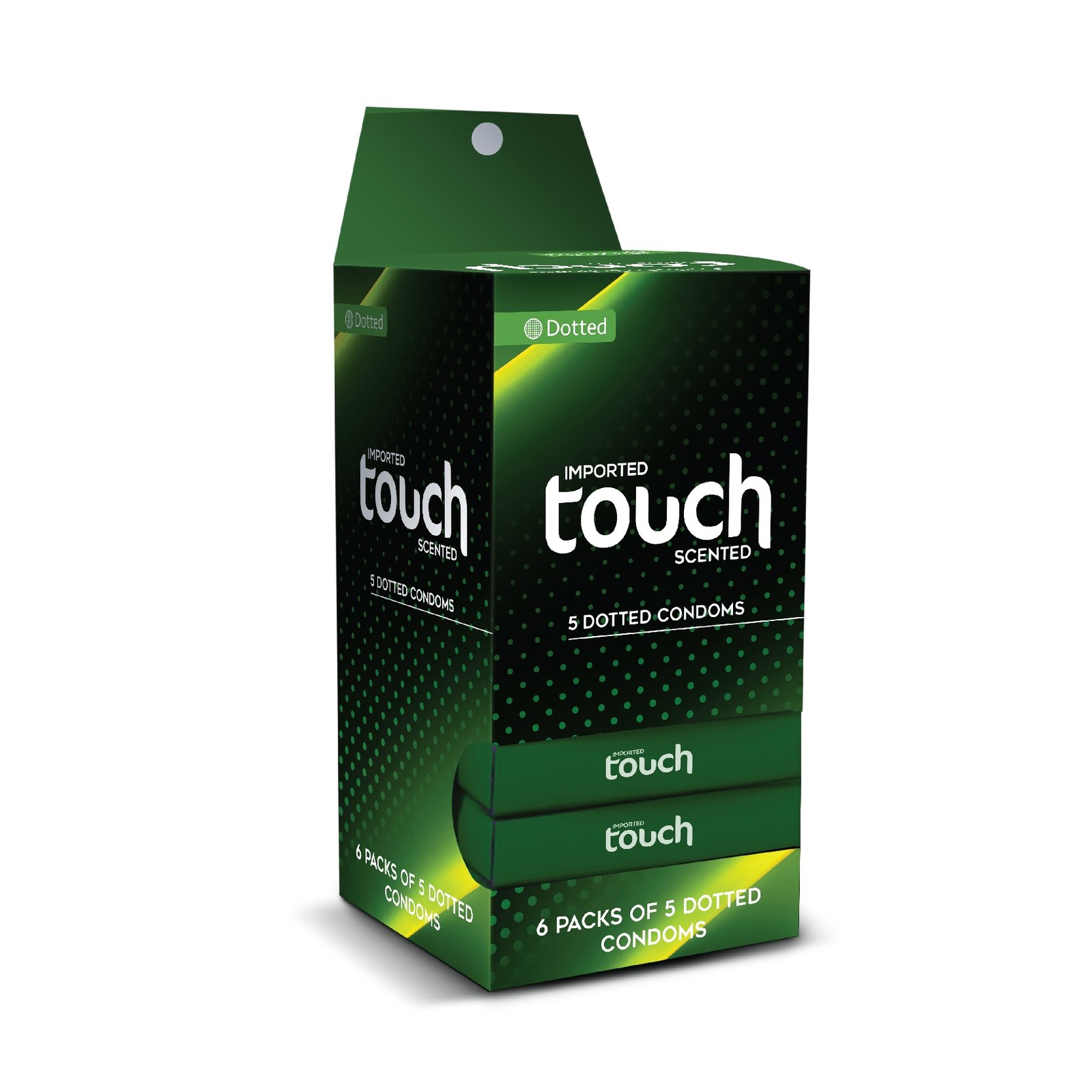 Touch Dotted Condoms Dispenser - Pack of 5 - 30 Pieces (5 x 6's)